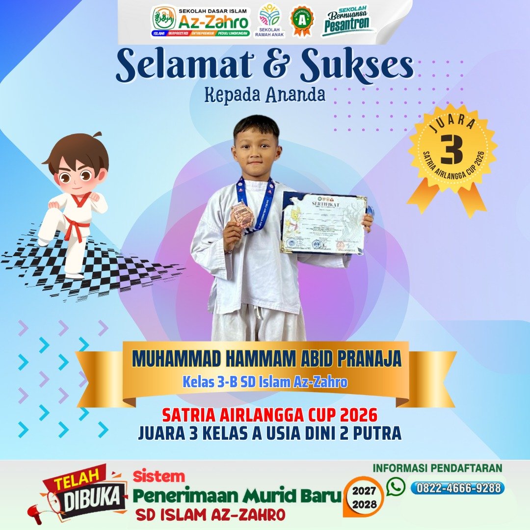 Selamat dan sukses kepada Ananda Muhammad Hammam Abid Pranaja atas prestasinya meraih Juara 3 Ke